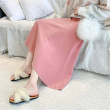 Thick Large Swing Knitted Long Skirt Women'S 2021 Korean Elegant Solid Color Pleated Skirt High Waist A-Line Midi