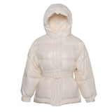 Black Women's Fashion Down Parka Winter Jacket Simple Cuff Design Windproof Warm Female High Quality Coats With Belt