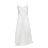 Y2K Solid Long Camis Women Streetwear Sexy Slash Neck Slit Ruffles Sleeveless Corset Tank Beach V Neck Backless Crop
