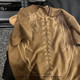 Retro Skull Wings Print 2023 New Summer Short Sleeved T Shirt Mens Casual Loose Couple All Match Trendy Round Neck