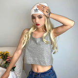 Casual Solid Ribbed Cropped Tank Top Women Fashion Loose White Summer Tops Vest Sleeveless Crop Top Clothes 2023