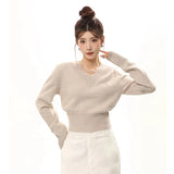 Sweaters V-neck Knitted Top for Women Pullover 2023 Korean New Knitwear Jumper Y2k