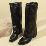Pointed Thick And Folded Fashion Boots Femininity Maillard Comfortable Sleeves Thin Women's
