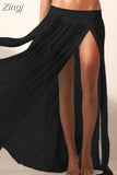 Sexy Women Chiffon High Waist Beach Bikini Cover Ups Sundress Long Maxi Split Skirts Summer Bathing Suit