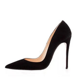 flock pumps fashion high shoes 8cm 10cm 12cm pointed thin heel shallow shoes party shoes ladies shoes QKOU001
