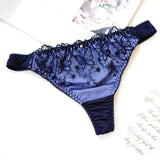 Japanese Women Panties Heavy Embroidery Floral Thongs Tanga Underwear Sexy Lingerie Seamless and G