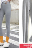 Women's Winter Leggings with Fleece Grey High Waist Soft Trousers Casual Stretch Thermal Slimming Warm Leggings for