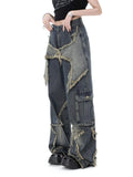 Style Retro High Street Jeans Women's New Loose Wide Leg Pants Trendy Punk Casual Star Tassel Streetwear Denim