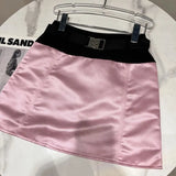 2022 Summer New Arrival High Waist Metal Buckle Pink Short Slim Bodycon Skirt Women