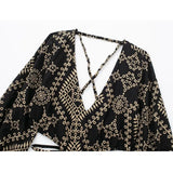 Cut Out Black Long Dress Women Embroidery Backless Dress Woman Puff Sleeve Vintage Gothic Dress 2023 Midi Summer
