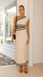 Zingj Summer New Women's Temperament Elegant Diagonal Lace Splice Dress