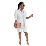 Color Women's Polyester Coat Shorts Two-piece