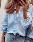 Women's Urban Leisure Long Sleeve Ruffle