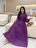 2025 New Sweet Bow Heavy Industry Waist Display Thin Folding Solid Color Chiffon Long Sleeve