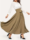 Spring And Summer Half-Dress Woman High Waist Thin Front With A Word Long