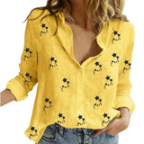 Women Casual Long Sleeve Cotton Linen Shirt Elegant Solid Cardigans Autumn Button Lapel Shirt Loose Oversized Blouse