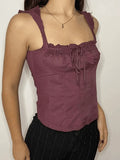 Flutter Sleeve Lace Up Corset Top- Outfit
