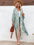 Boho Printed Bikini Cover-ups Sexy Front Open Long Kimono Dress Women Summer Clothes Beach Wear Swim Suit Cover Up