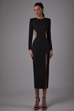 New Summer Women Backless Bandage Dress Sexy O Neck Long Sleeves Belt Celebrity Club Bodycon Evening Midi Party