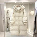 Down Jacket Women Hooded Coat 2023 Winter New Loose Girls' Jacket Thick Windbreak 90 white duck Down