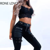 Women Casual Elegant PU Leather Patchwork Zipper High Waist Spring&Autumn Pencil