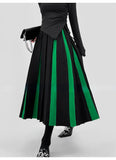 Black Patchwork Long Skirt- Outfit