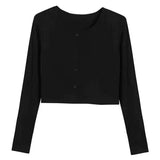 Sexy T-shirt Women Long Sleeve Two Piece Tops Solid Irregual Tank + Cardigan E Girl Crop Tops Spring Fashion Tee