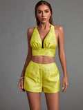 Piece Set Top and Shorts 2022 Women's Yellow 2 Pece Set Elegant Sexy Evening Club Party Set Summer Birthday Outfiits
