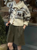Buttoned Retro Printed Cardigan- Outfit
