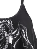 Print O Ring Strappy Ruched Tankini Swimwear Ruffled Tankini Chinese Print Bikinis