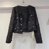 Design All-Match Sequined Sun Protection Coat Women 2023 Spring Summer New Chic Long-Sleeved Jackets High Street