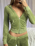 Velvet Zip Up Hoodie- Outfit