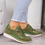 Casual Shoes 2020 New Fashion Wedge Flat Shoes Zipper Lace Up Comfortable Ladies Sneakers Female Vulcanized