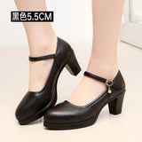 Leather Tip Tip 15CM Catwalk Ultra-High Heel Women's Thick-Sed Waterproof Table Single Shoe With Shallow Model Performance