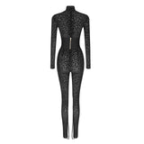 New Fashion Jumpsuits Women Sexy Leopard Long Sleeve Spring Clothes Bodycon Rompers