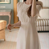 One Piece Midi Dress For Women Elegant Casual Solid Femme Fashion Korean Clothing