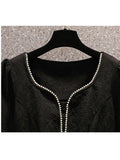 Summer Dress For Women High Quality Temperament Elegant French Vintage High Waist A-line Black Dress Women 4XL