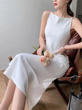 Elegant Women Dress Sexy Sleeveless Female Harajuku Party Midi Dress Casual Sundress Vestidos