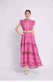 Temperament High-End Collar Hollow Embroidered Lace Spliced Sleeveless Waist Thin Elegant