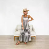 Zingj Spring And Summer Style Stripe Print Fresh And Sweet Slip Dress