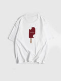 Sales Of Retro Simple Print T-Shirts In The Summer Free-Round Collar Pure Cotton Short