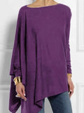 Sleeve Irregular Solid Color Pullover T-shirt Casual