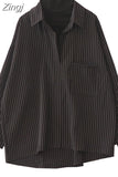 Two Piece Striped Shirt Women Patchwork Knitted Turtleneck 2023 Autumn Winter Long Sleeve Casual Loose Female Blouse