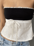 Contrast Lace Bandeau Crop Top- Outfit