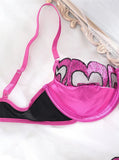 Pink Satin Lace Patchwork Lingerie Set- Outfit