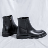 Zingj Men's Shoes Summer Shorts British Square Head Black Zip Booshoe