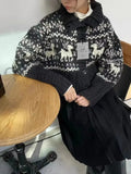 Buttoned Retro Printed Cardigan- Outfit