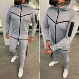 Spring Men's Zipper Hoodie Coat + Long Pants 2pc Set High Quality Casual Sweatpants Outfit Fashion Solid Slim Men