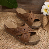 Summer New Women's Slope And Thick-Soled Slippers Large-Size Fish Mouth Leisure Thick-Soled Beach