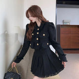 Autumn Winter Product Small Fragrance Style Ladies Two-piece Tweed Long-sleeved Suit Ladies Short Coat High-waisted